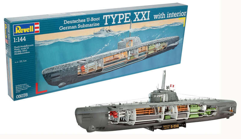 German Submarine Type XXI with Interior - 1/144 Scale (Revell 05078)