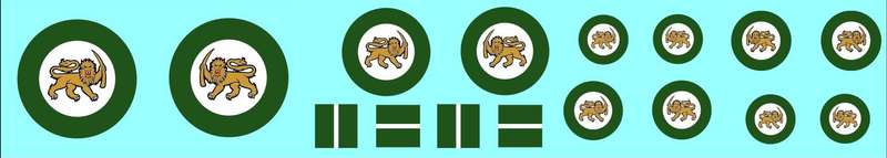 Rhodesian Air Force National Markings Set A - 1/72 Scale (Viper Decal Products)(MAF72009A)