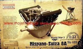 Hispano-Suiza 8A 150hp British WW1 Water-cooled Enginge - 1/32 Scale (Roden 622)