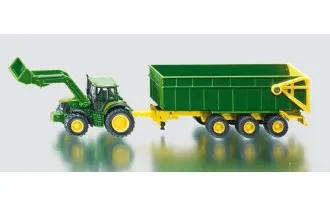 John Deere with Front Loader and Trailer - 1/87 Scale (Siku 1843)