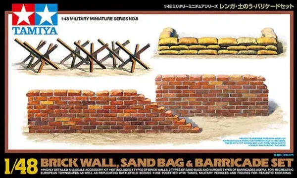 Brick Wall and Barricade Set - 1/48 Scale (Tamiya 32508)