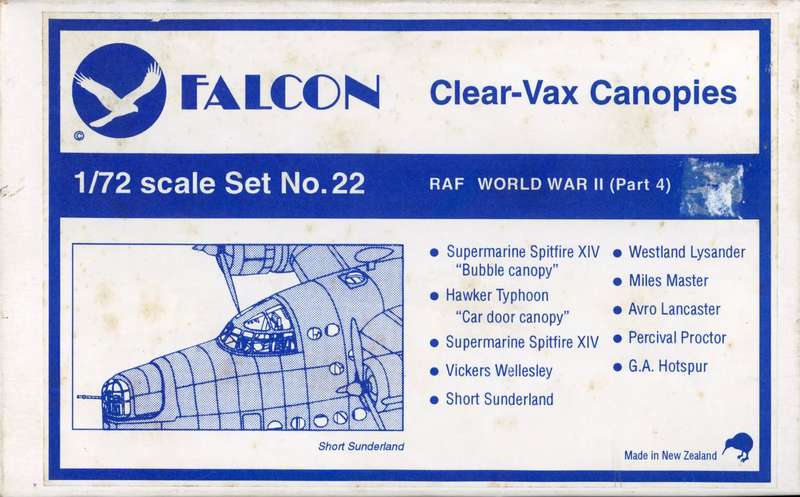 Clear-Vax Canopies RAF WWII Part4 - 1/72 Scale (Falcon)(VAX22)(ON0354)