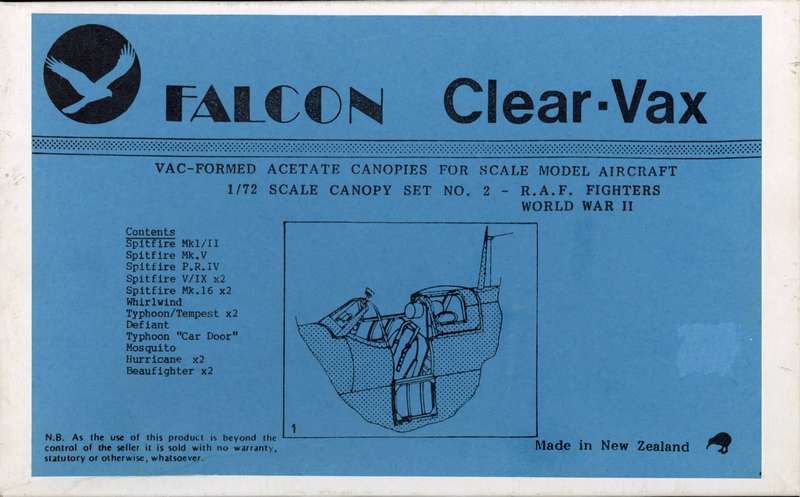 Clear Vax RAF Fighters WWII - 1/72 (Falcon)(VAX2)(ON0353)