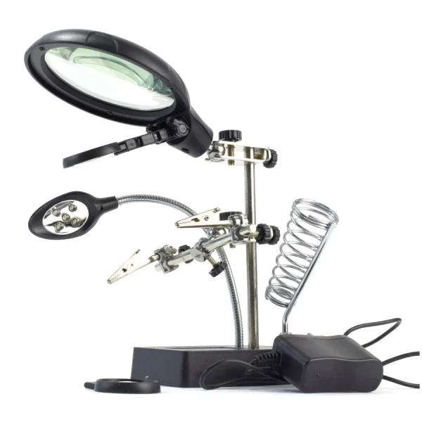 Third Hand Clamps w/Magnifying Glass with LED (Artesania 27022-3)