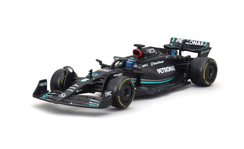 Mercedes AMG F1VW14 2023 with hetmet/case #63 George Russel - 1/43 Scale (Burago 18-38081-63)