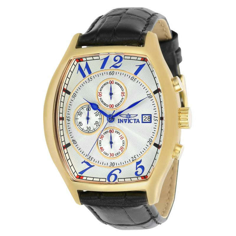 Invicta Tonneux Speciality Genuine Leather Chronograph Watch