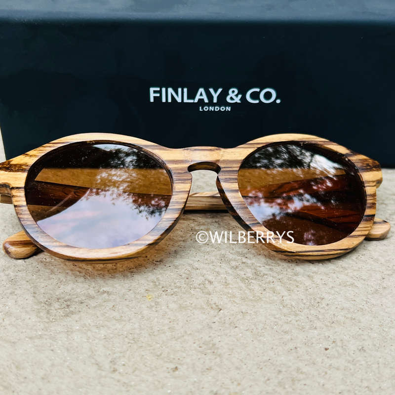 Finlay and Co London Mens Bosworth Wooden Polarised Sunglasses