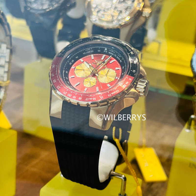 Invicta Aviator Nautical 50mm Crimson Red/Gold Watch