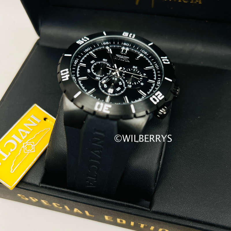 INVICTA Special Forces Ionic Black and Silicon Chronograph Watch NEW
