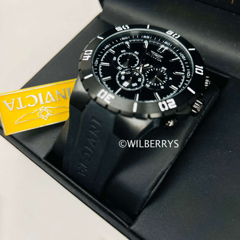 INVICTA Special Forces Ionic Black and Silicon Chronograph Watch NEW