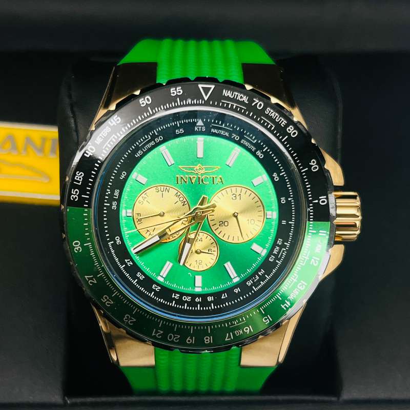 Invicta Aviator 50mm Crimson Gold/Green Chronograph Watch
