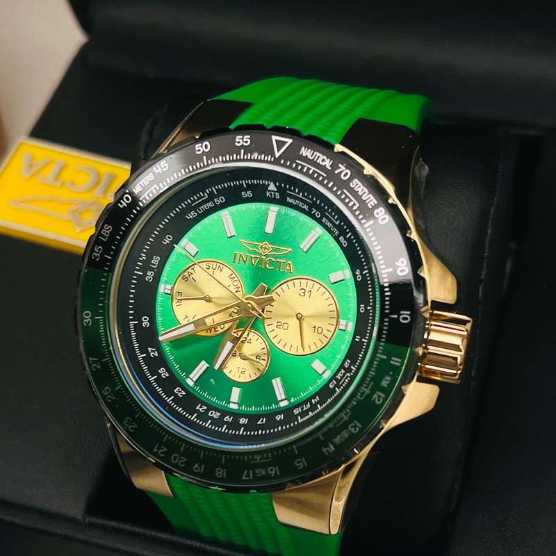 Invicta Aviator 50mm Crimson Gold/Green Chronograph Watch