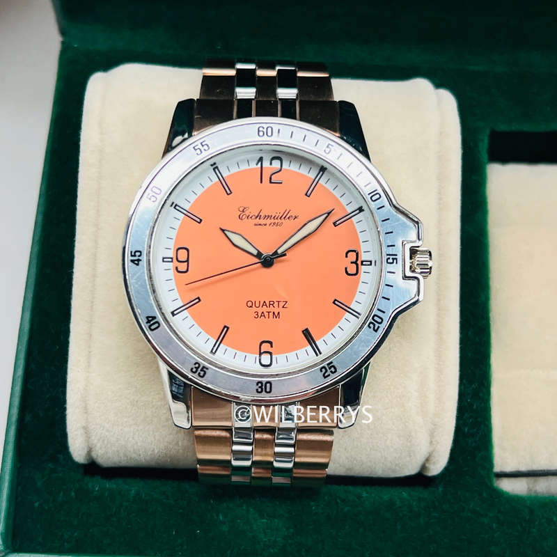 EICHMULLER Germany since 1950 Mens Lotus 44mm Two Toned Watch Orange