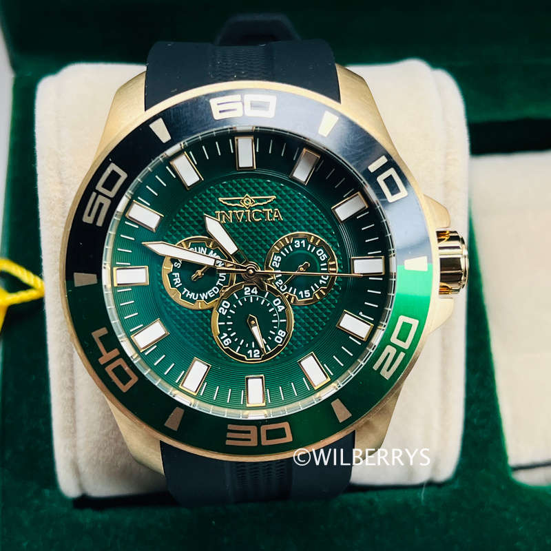 Invicta Pro Diver Sport 50mm Crimson Gold/Green Chronograph Watch