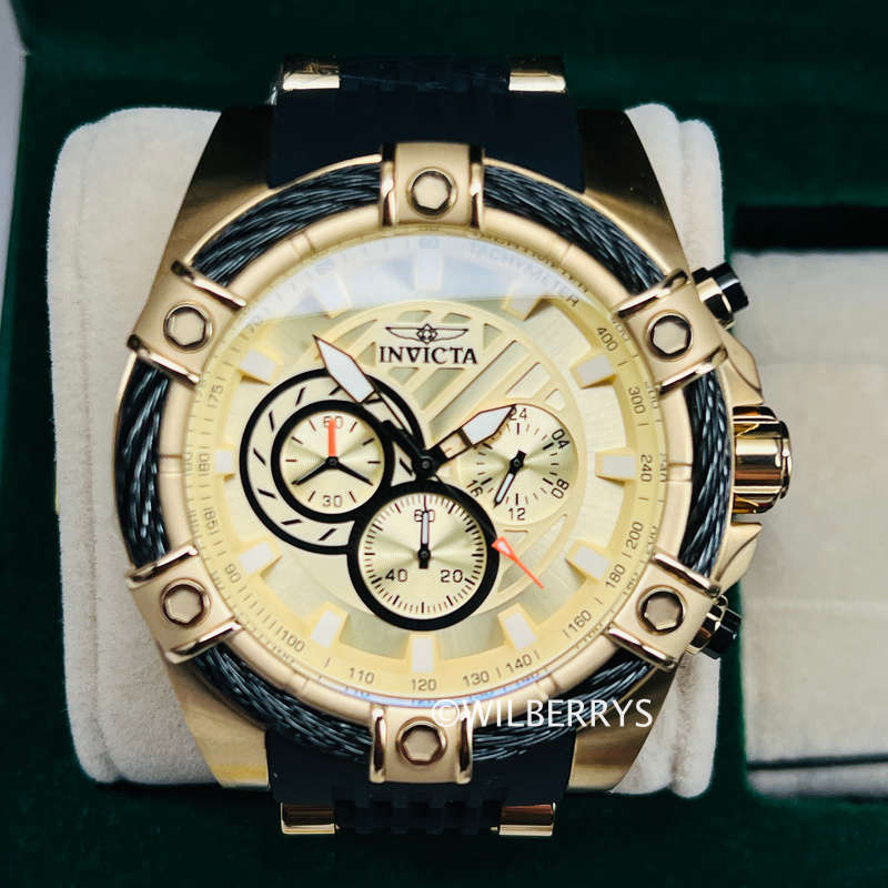 INVICTA Men's Bolt Jet Engine Chronograph Gold/Black Wire 52mm Watch