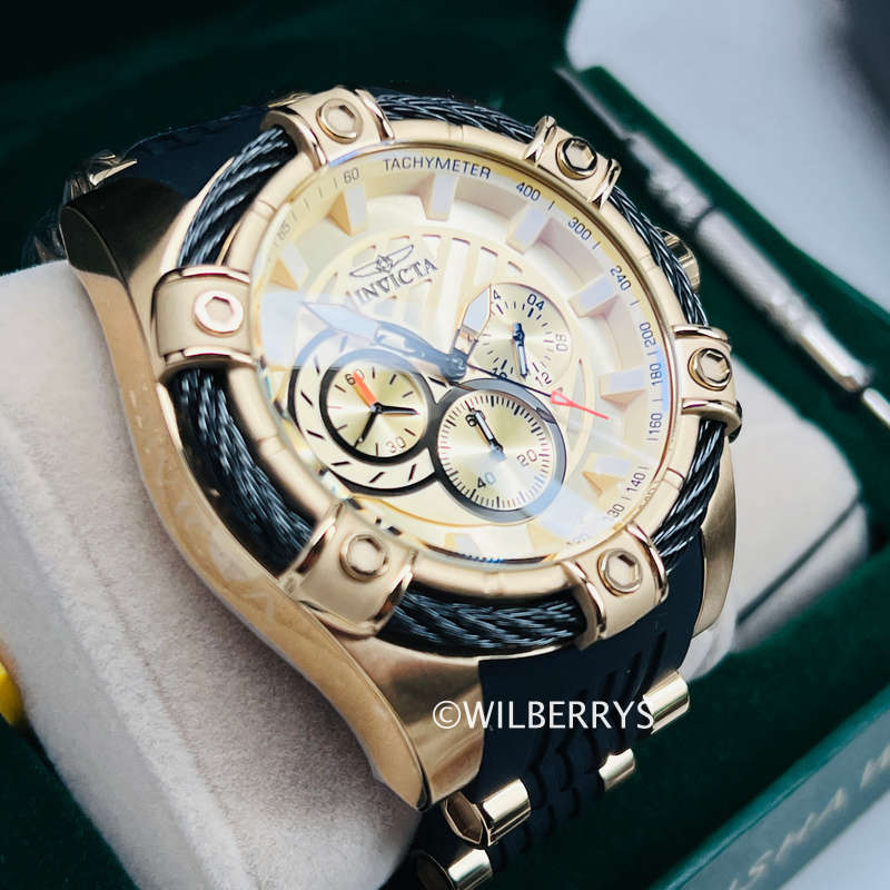 INVICTA Men's Bolt Jet Engine Chronograph Gold/Black Wire 52mm Watch