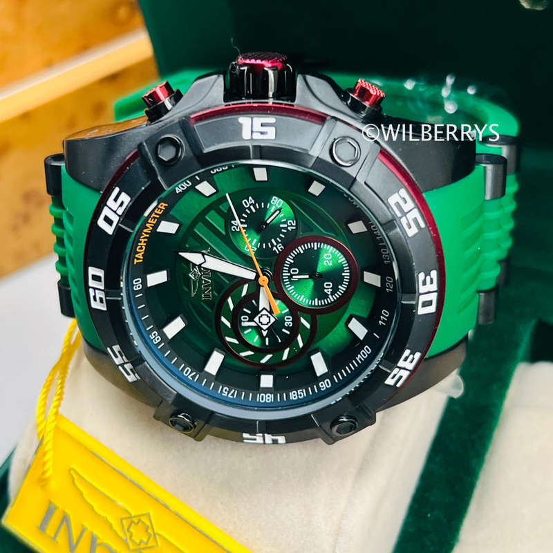 Invicta Pro Diver Scuba 50mm THICK/HEAVY build Gold/Green Chronograph Watch