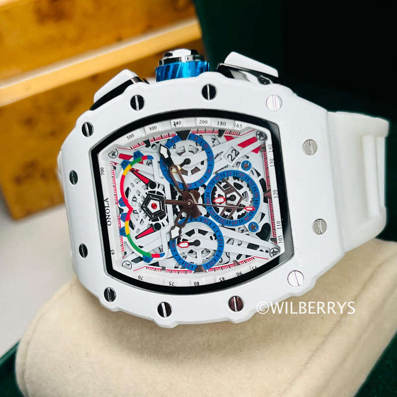 Onola Avantgarde Milk White Chronograph Watch