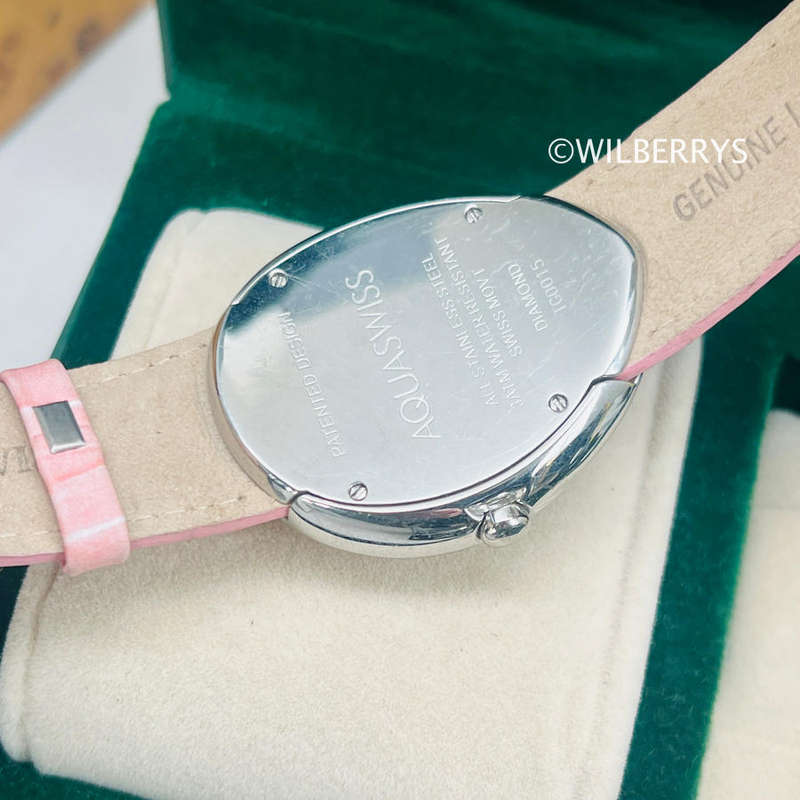 AQUASWISS Womens Diamond Prism Pink Mother of Pearl Dial Swiss Watch Leather