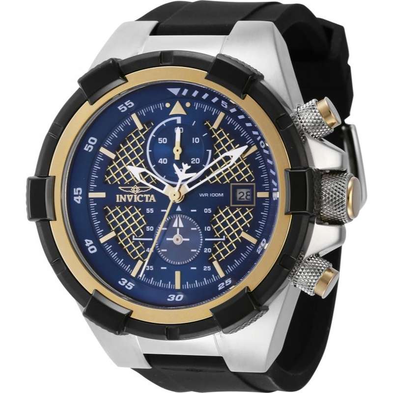 Invicta Aviator 50mm Pilot Gold/Blue Chronograph Watch