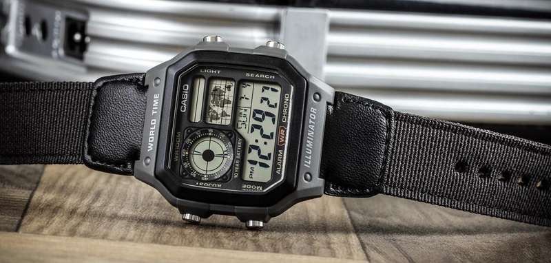 CASIO Mens Illuminator World Time Watch Nylon Strap Edition