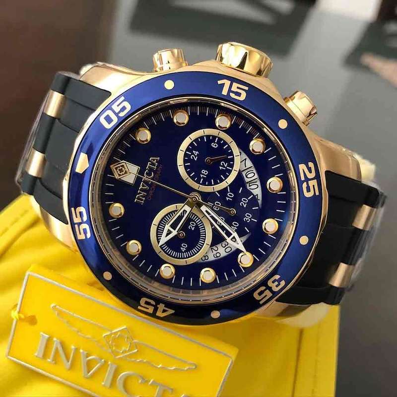 INVICTA Pro Diver Scuba Colossus 50mm Gold/Blue Chronograph Watch
