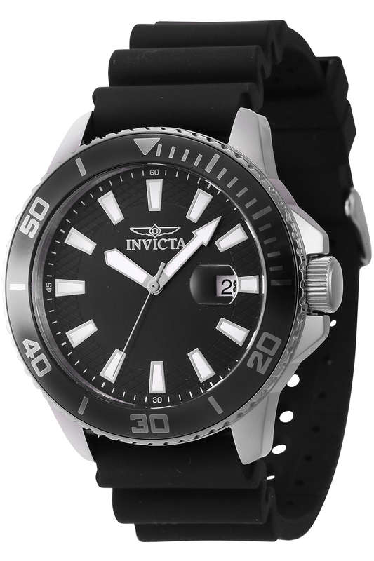INVICTA Mens Pro Diver 48mm Black Silicone Strap Watch