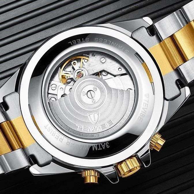 TEVISE Perpetual Flywheel Date Automatic Two Tone Blue