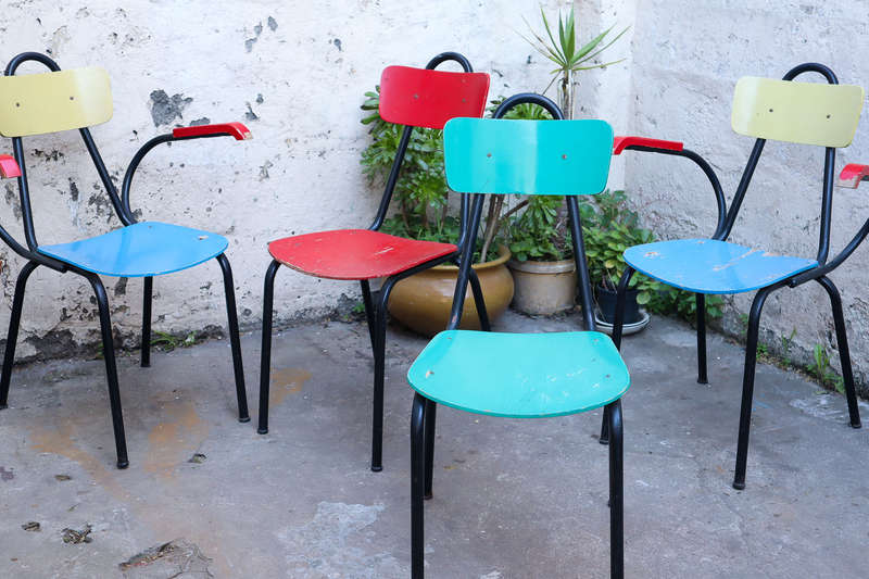 Rare set of four French mid century Vintage Chairs