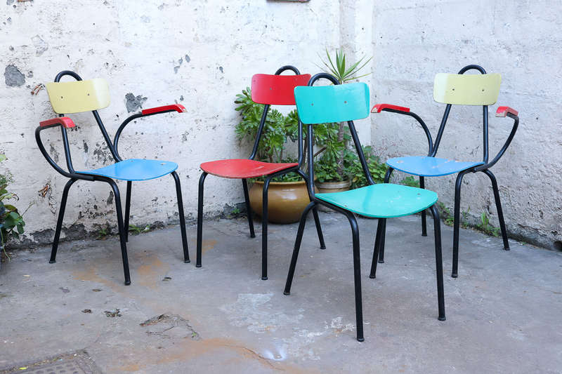 Rare set of four French mid century Vintage Chairs
