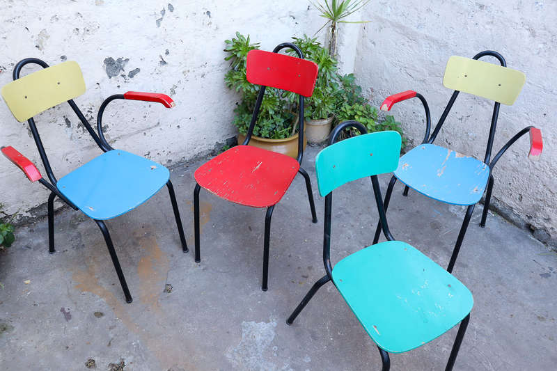 Rare set of four French mid century Vintage Chairs