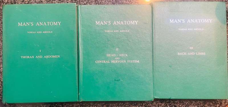 MAN'S ANATOMY" VOLUMES 1-3 COMPLATE SET BY PV TOBIAS AND M ARNOLD, WITWATERSRAND UNIVERSITY PRESS