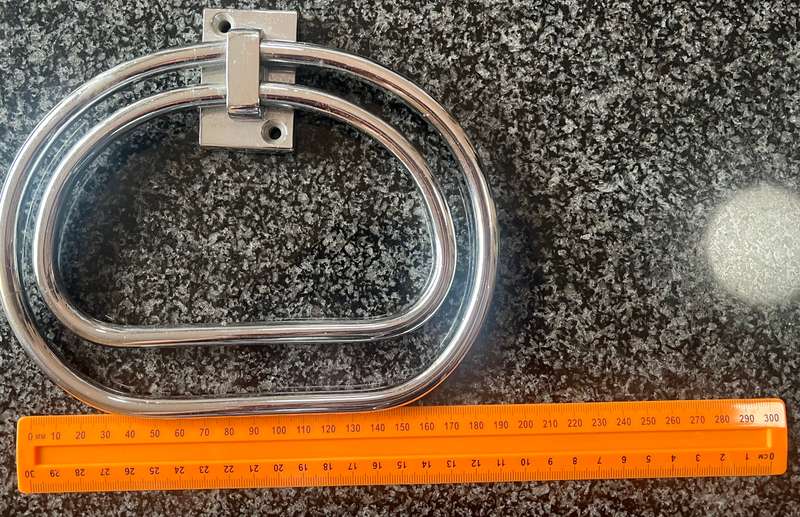 STAINLESS STEEL, ART DECO, DUAL, OVAL, HANGING TOWEL BAR