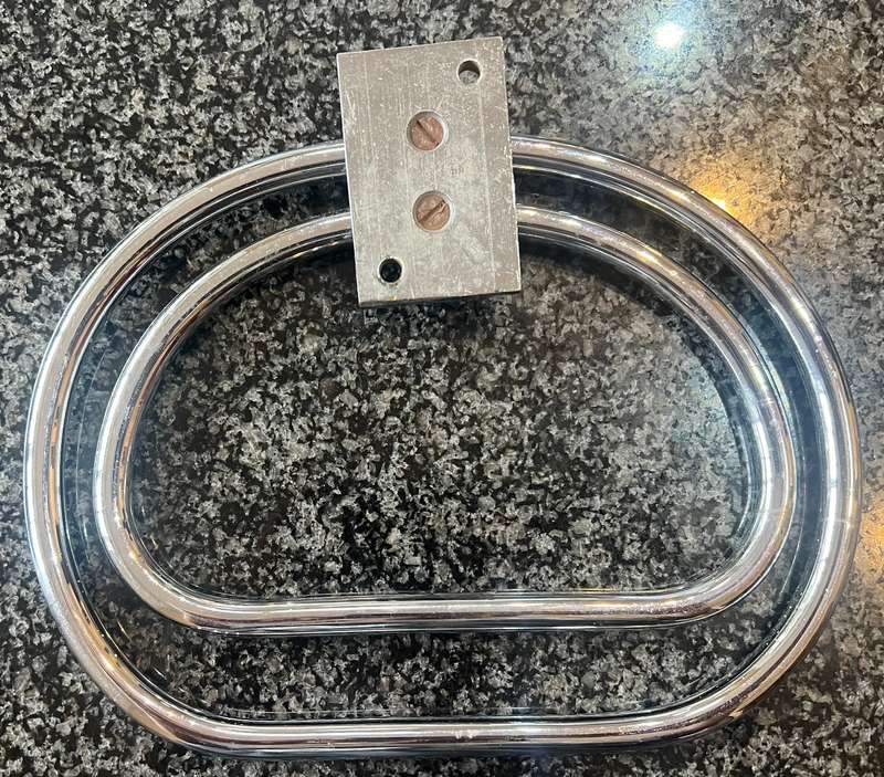 STAINLESS STEEL, ART DECO, DUAL, OVAL, HANGING TOWEL BAR