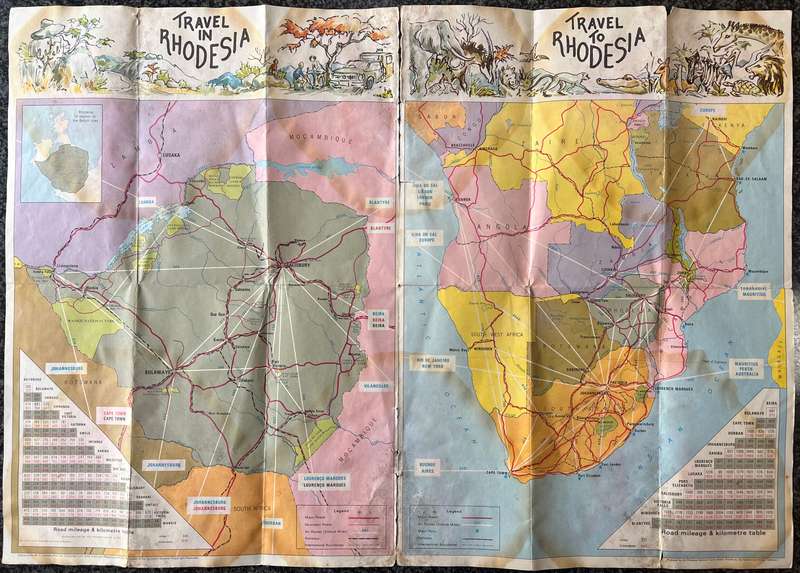 RHODESIA TOURIST MAP PRE-1980