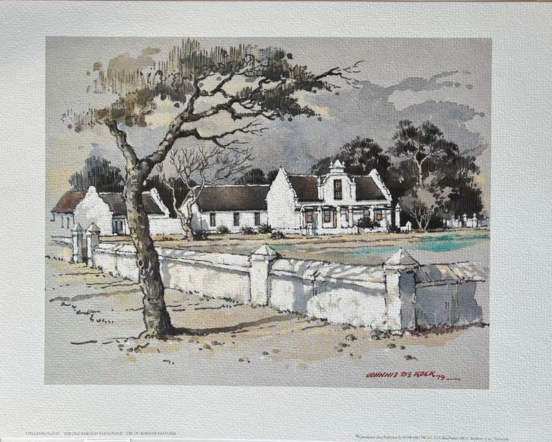 1 x COLLECTION OF 4 PRINTS BY LISTED SOUTH AFRICAN ARTIST JOHNNIE DE KOCK, STELLENBOSCH