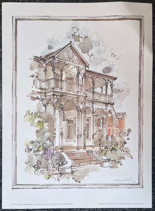 SIGNED, NUMBERED! 1 x COLLECTION OF 4 PRINTS BY NINA ALEKSANDER-RISTIC, EARLY JOHANNESBURG