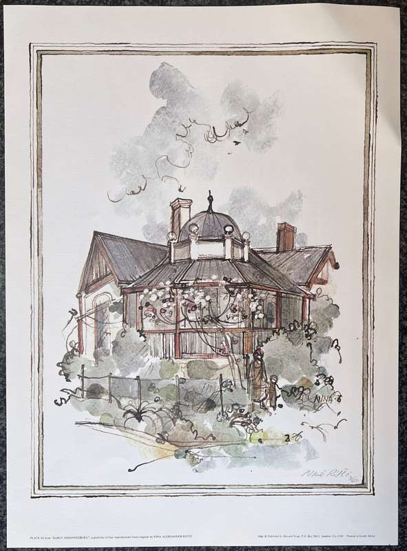 SIGNED, NUMBERED! 1 x COLLECTION OF 4 PRINTS BY NINA ALEKSANDER-RISTIC, EARLY JOHANNESBURG