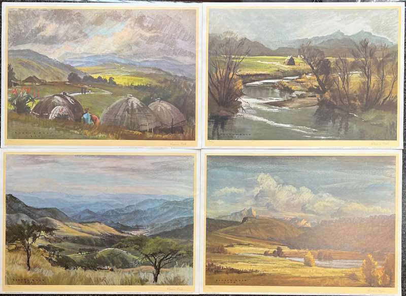 SIGNED, NUMBERED! 1 x COLLECTION OF 4 PRINTS BY LISTED SOUTH AFRICAN ARTIST ROWENA BUSH, NATAL