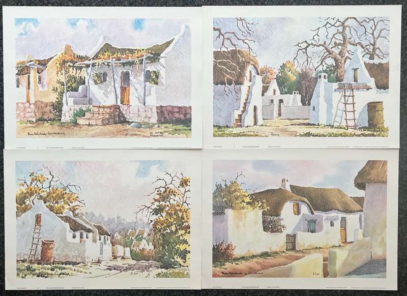 SIGNED, NUMBERED!  x COLLECTION OF 4 PRINTS BY LISTED ARTIST PIERRE VOLSCHENK, CAPE MISSIONS