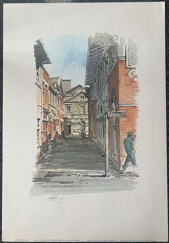 SIGNED, NUMBERED! 1 x COLLECTION OF 4 PRINTS BY JOHN CHURCHILL SIMPSON THE LANES OF PIETERMARITZBURG