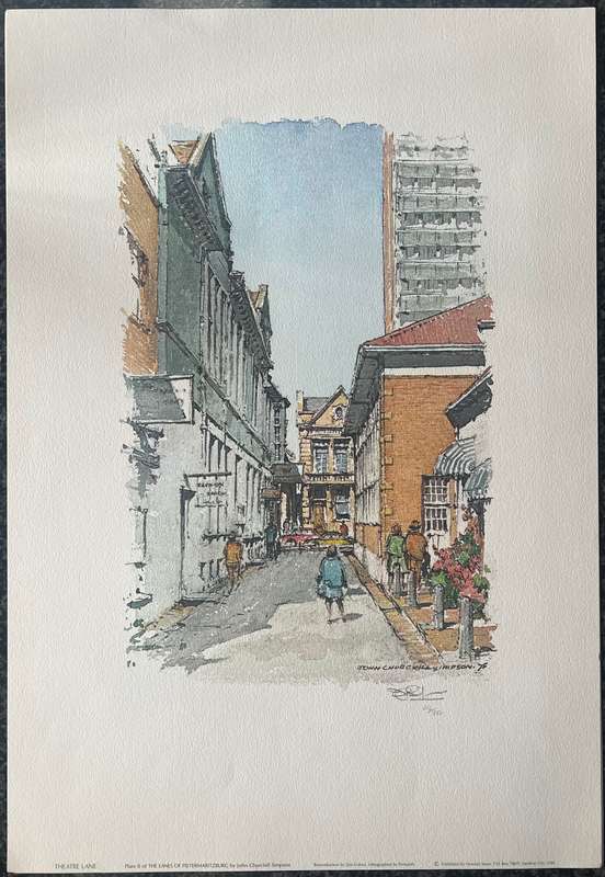SIGNED, NUMBERED! 1 x COLLECTION OF 4 PRINTS BY JOHN CHURCHILL SIMPSON THE LANES OF PIETERMARITZBURG
