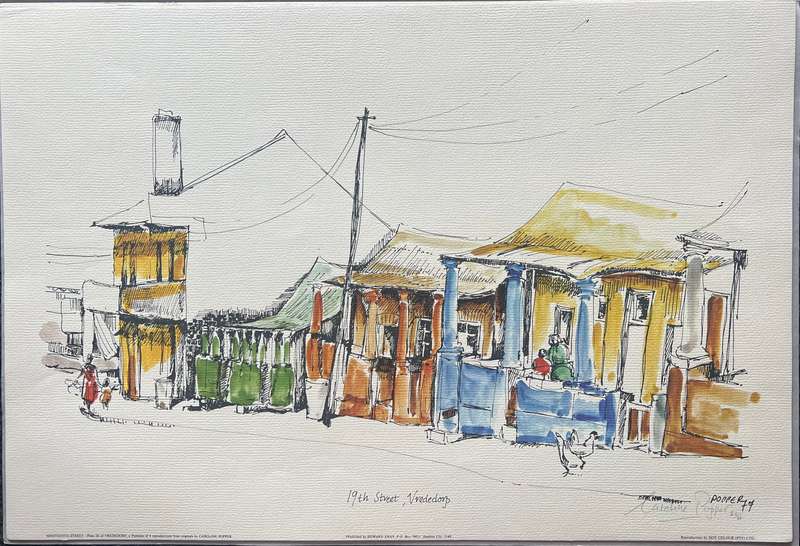 SIGNED, NUMBERED! 1 x COLLECTION OF 4 PRINTS BY SOUTH AFRICAN ARTIST CAROLINE POPPER,  VREDEDORP