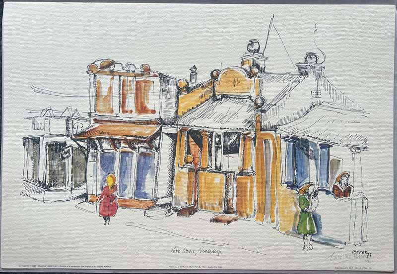 SIGNED, NUMBERED! 1 x COLLECTION OF 4 PRINTS BY SOUTH AFRICAN ARTIST CAROLINE POPPER,  VREDEDORP
