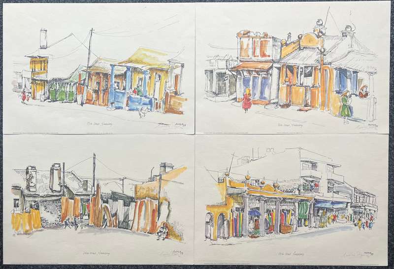 SIGNED, NUMBERED! 1 x COLLECTION OF 4 PRINTS BY SOUTH AFRICAN ARTIST CAROLINE POPPER,  VREDEDORP