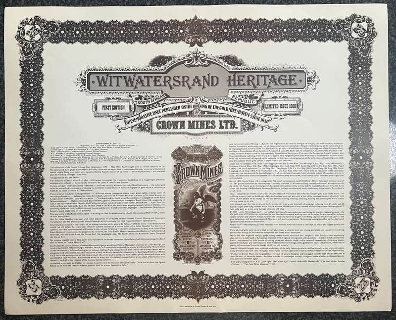 Witwatersrand Heritage - Commemorative Issue - Portfolio One - Crown Mines