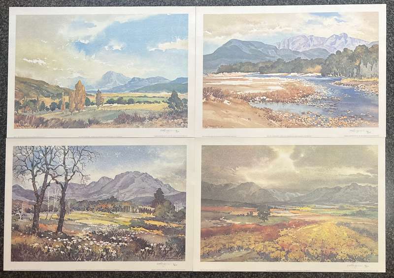 SIGNED, NUMBERED! 1 x COLLECTION OF 4 PRINTS BY A H BRIDGMAN, THE CAPE COUNTRYSIDE