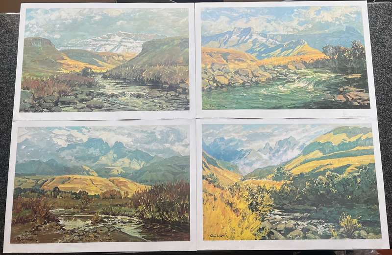 1 x COLLECTION OF 4 PRINTS "THE DRAKENSBERG" BY LISTED SOUTH AFRICAN ARTIST ALAN WOLTON