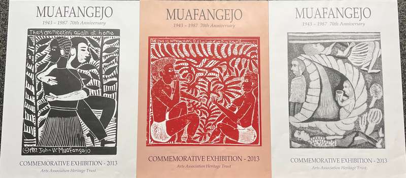 1 x COLLECTION OF 3 EXHIBITION POSTERS "JOHN NDEVASIA MUAFANGEJO"