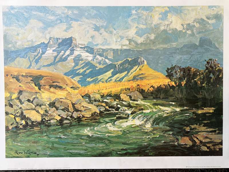 1 x COLLECTION OF 4 PRINTS "THE DRAKENSBERG" BY LISTED SOUTH AFRICAN ARTIST ALAN WOLTON